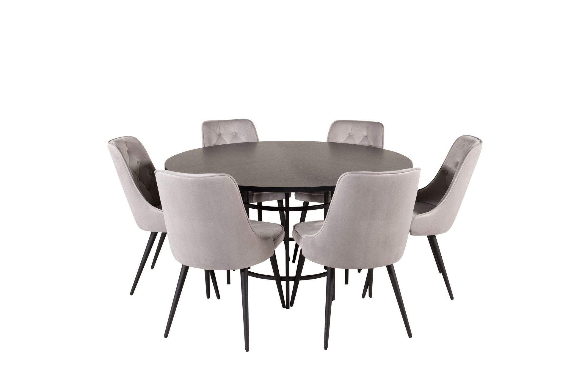 Copenhagen spisegruppe 140 cm rund med 6 Velvet Deluxe-stoler -