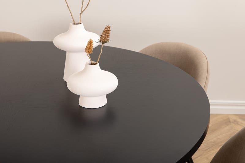 Copenhagen Spisegruppe 140 cm Rund med 6 Velvet Stoler - Beige - Møbler - Bord - Spisegrupper