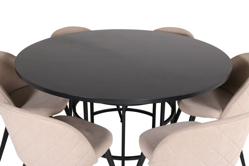 Copenhagen Spisegruppe 140 cm Rund med 6 Velvet Stoler - Beige - Møbler - Bord - Spisegrupper