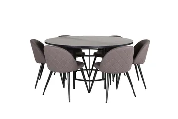 Copenhagen spisegruppe 140 cm rund med 6 Velvet-stoler - Møbler - Bord - Spisegrupper