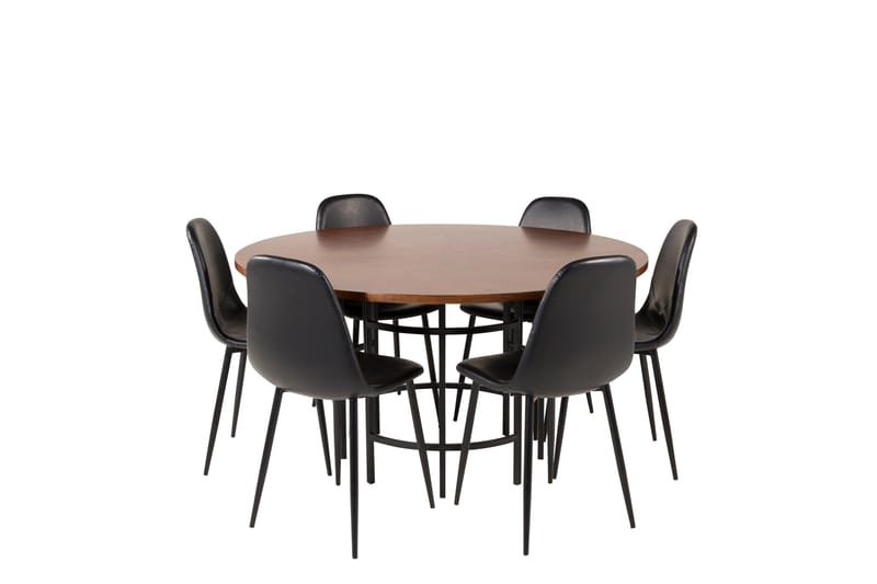 Copenhagen Spisegruppe 140 cm Rund med 6 Polar Stoler, Sort