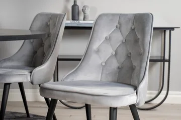 Copenhagen Spisegruppe med 6 Valera Luksus Fløyelsstoler Svart/Grå - Furniture Fashion - Møbler - Bord - Spisegrupper