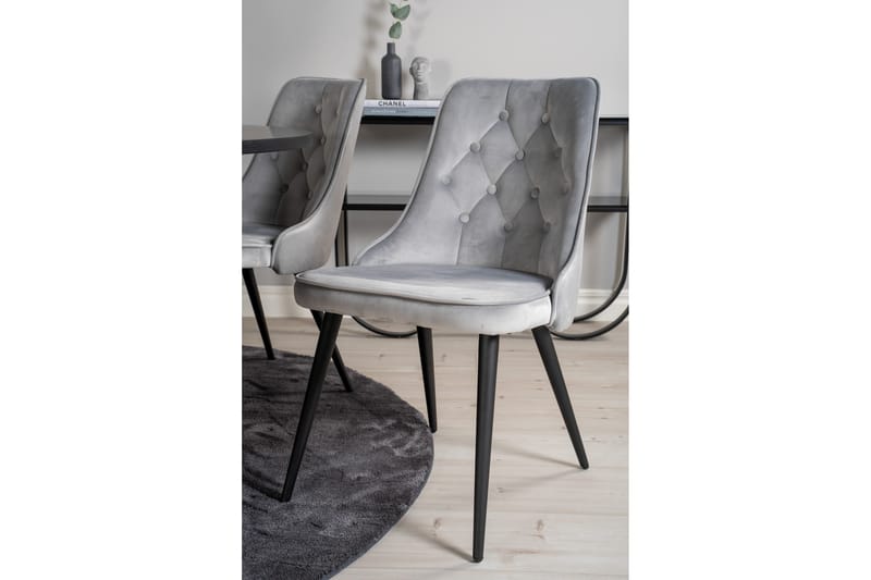 Copenhagen Spisegruppe med 6 Valera Luksus Fløyelsstoler Svart/Grå - Furniture Fashion - Møbler - Bord - Spisegrupper