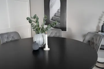 Copenhagen Spisegruppe med 6 Valera Luksus Fløyelsstoler Svart/Grå - Furniture Fashion - Møbler - Bord - Spisegrupper