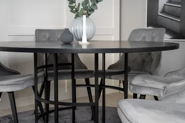 Copenhagen Spisegruppe med 6 Valera Luksus Fløyelsstoler Svart/Grå - Furniture Fashion - Møbler - Bord - Spisegrupper