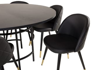 Copenhagen Spisegruppe med 6 Valera Spisestoler Messing/Svart - Furniture Fashion - Møbler - Bord - Spisegrupper