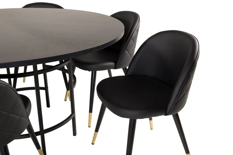 Copenhagen Spisegruppe med 6 Valera Spisestoler Messing/Svart - Furniture Fashion - Møbler - Bord - Spisegrupper