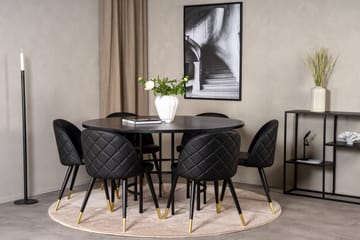 Copenhagen Spisegruppe med 6 Valera Spisestoler Messing/Svart - Furniture Fashion - Møbler - Bord - Spisegrupper