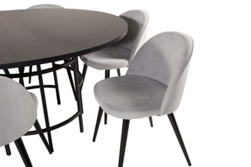 Copenhagen Spisegruppe med 6 Valerie Spisestoler Kordfløyel Grå/S - Furniture Fashion - Møbler - Bord - Spisegrupper