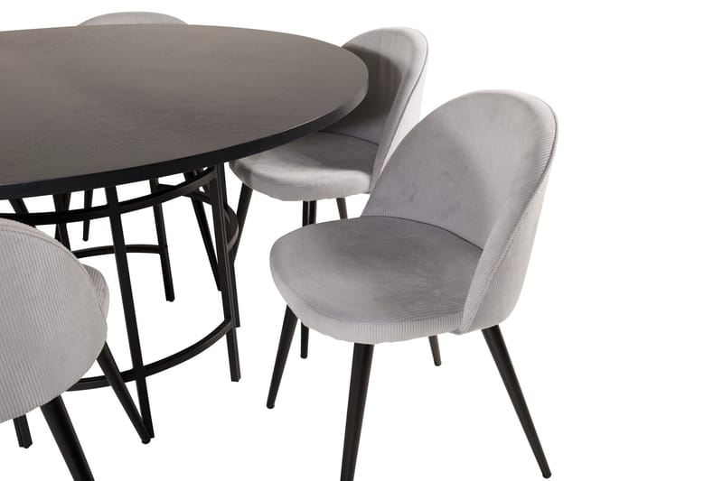 Copenhagen Spisegruppe med 6 Valerie Spisestoler Kordfløyel Grå/S - Furniture Fashion - Møbler - Bord - Spisegrupper