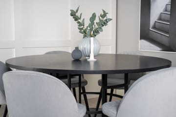 Copenhagen Spisegruppe med 6 Valerie Spisestoler Kordfløyel Grå/S - Furniture Fashion - Møbler - Bord - Spisegrupper