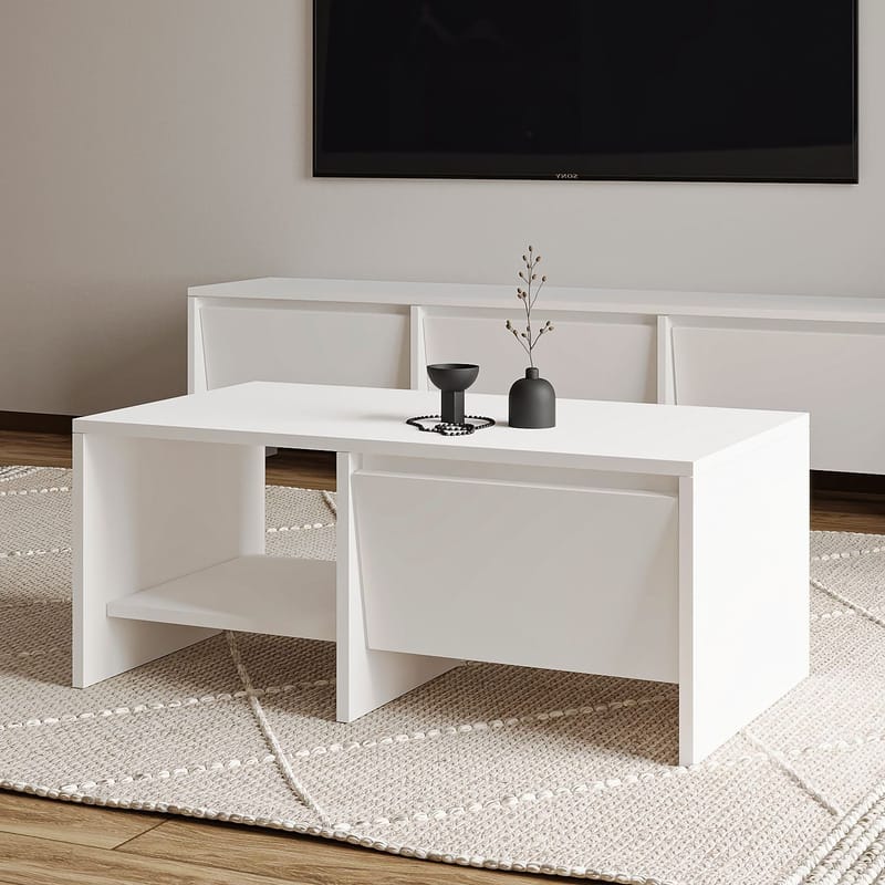 Crala Sofabord 90x35x45 cm - Hvit - Møbler - Bord - Sofabord
