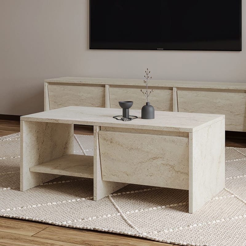 Crala Sofabord 90x35x45 cm - Travertin - Møbler - Bord - Sofabord