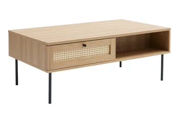 Cyndy 110 cm Rektangulært Sofabord med Skuffer i Lyst Tre - Beige - Møbler - Bord - Sofabord