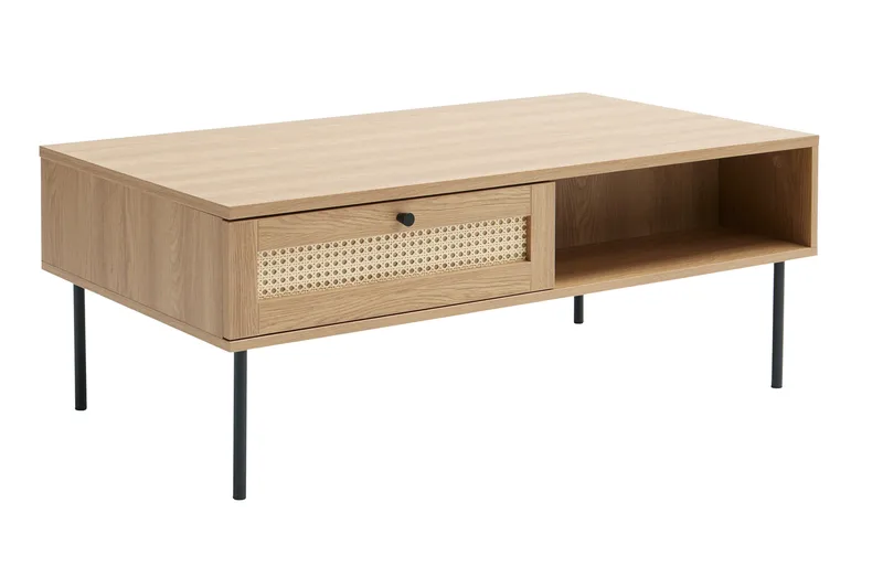 Cyndy 110 cm Rektangulært Sofabord med Skuffer i Lyst Tre, Beige