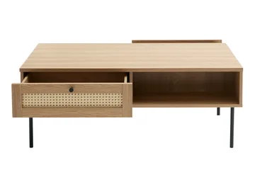 Cyndy 110 cm Rektangulært Sofabord med Skuffer i Lyst Tre - Beige - Møbler - Bord - Sofabord