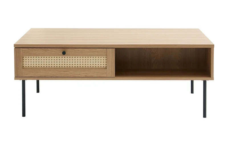 Cyndy 110 cm Rektangulært Sofabord med Skuffer i Lyst Tre - Beige - Møbler - Bord - Sofabord