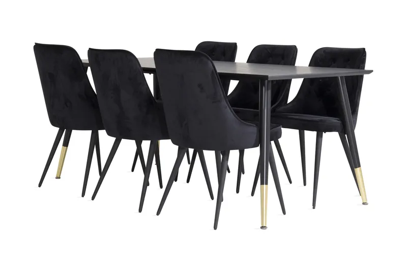 Daicy spisegruppe med 6 Valerie Lyx-fløyelsstoler