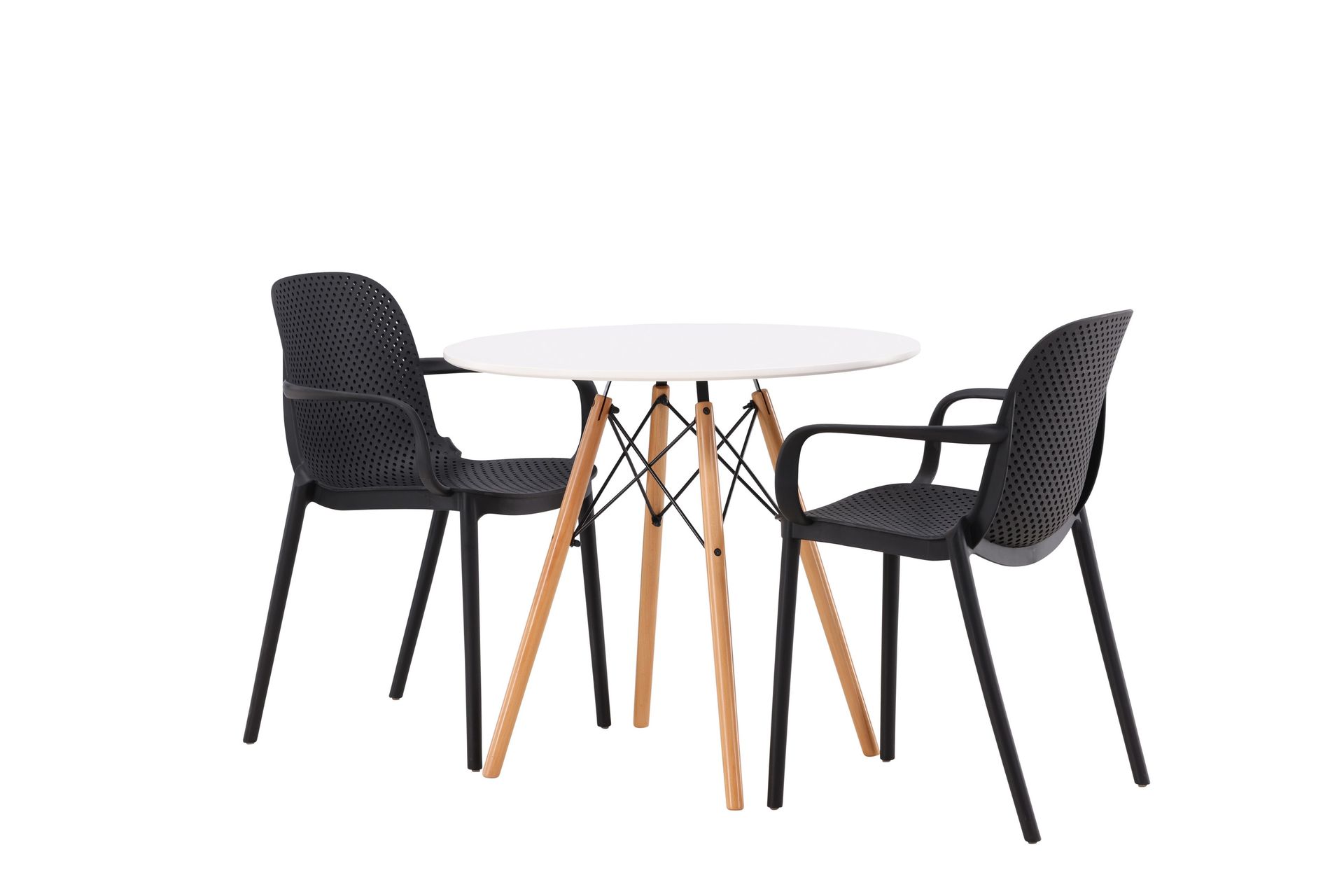 Danburi Spisegruppe 60 cm Rund med 2 Baltimore Stoler - Sort - Møbler - Bord - Spisegrupper
