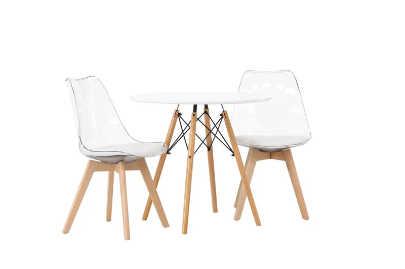 Danburi Spisegruppe 60 cm Rund med 2 Edvin Stoler - Hvid - Møbler - Bord - Spisegrupper