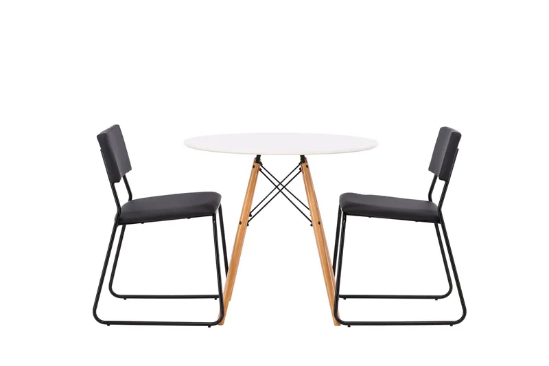 Danburi Spisegruppe 60 cm Rund med 2 Kenth Stoler, Sort