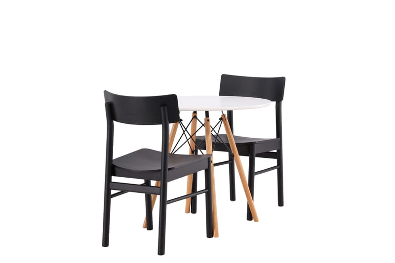 Danburi Spisegruppe 60 cm Rund med 2 Montros Stoler - Sort - Møbler - Bord - Spisegrupper