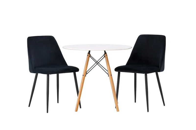 Danburi Spisegruppe 60 cm Rund med 2 Night Stoler, Sort