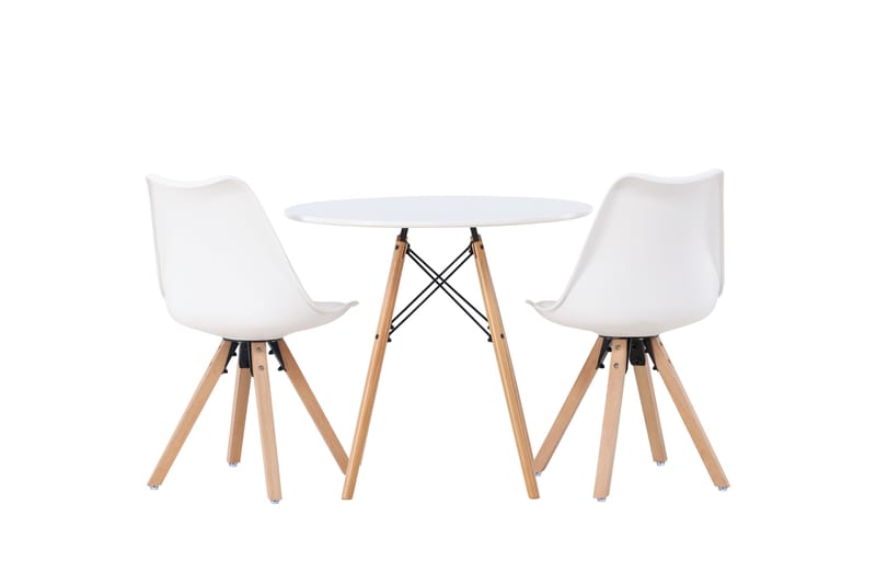 Danburi Spisegruppe 60 cm Rund med 2 Zeno Stoler - Hvit - Møbler - Bord - Spisegrupper