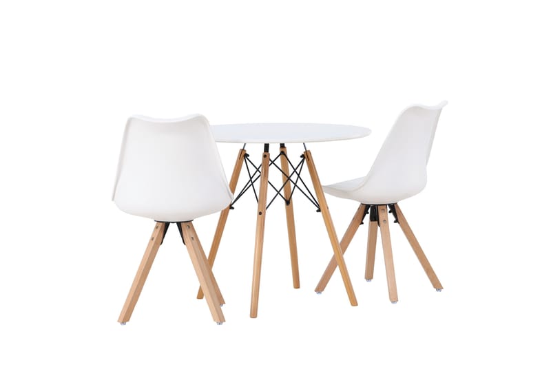 Danburi Spisegruppe 60 cm Rund med 2 Zeno Stoler - Hvit - Møbler - Bord - Spisegrupper