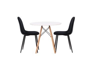 Danburi Spisegruppe 60 cm Rund med 2 Polar Stoler - Sort - Møbler - Bord - Spisegrupper