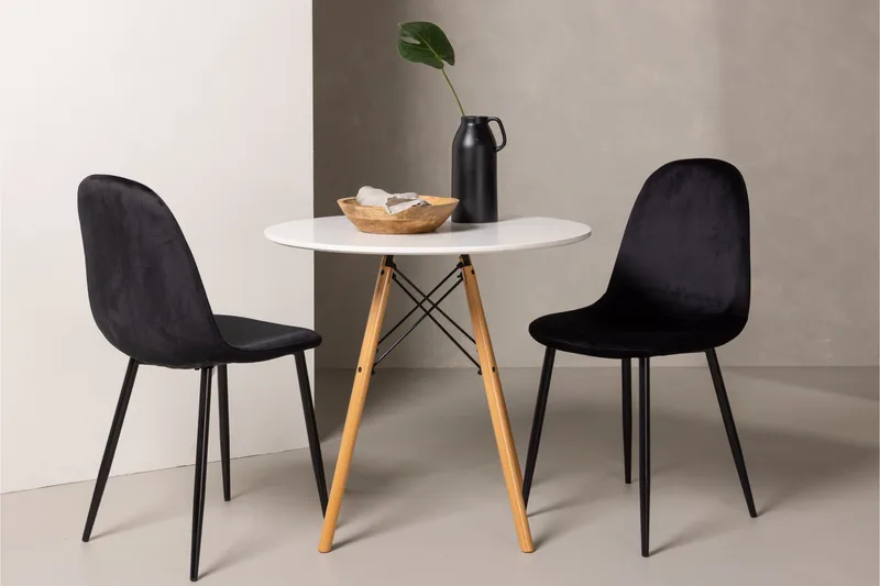 Danburi Spisegruppe 60 cm Rund med 2 Polar Stoler, Sort