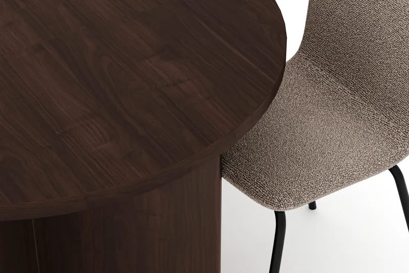 Dano Oval Spisegruppe 180 cm – Spisebord med 6 Katy Spisestoler med Tre- og Valnøttutseende - Brun|Greige - Møbler - Bord - Spisegrupper