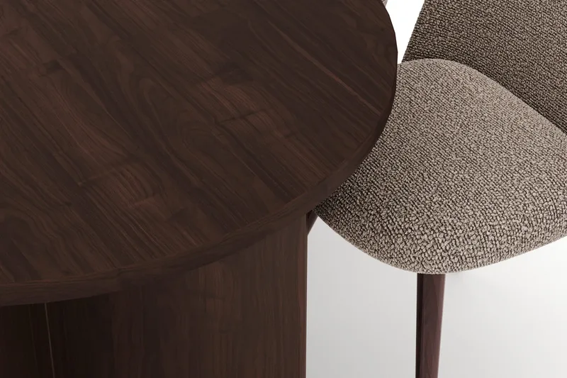 Dano Oval Spisegruppe 180 cm – Spisebord med 6 Nibe Plus Spisestoler med Tre- og Valnøttutseende - Brun|Greige - Møbler - Bord - Spisegrupper