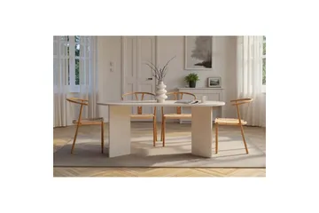 Dano Ovalt Spisebord 180x90 cm med Malt Treutseende - Hvit - Møbler - Bord - Spisebord & kjøkkenbord