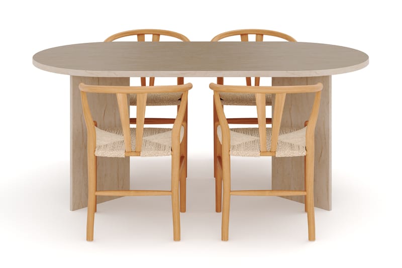 Dano Spisebord 180 cm med 4 Dastoori Spisestoler - Travertin / Natur - Møbler - Bord - Spisegrupper