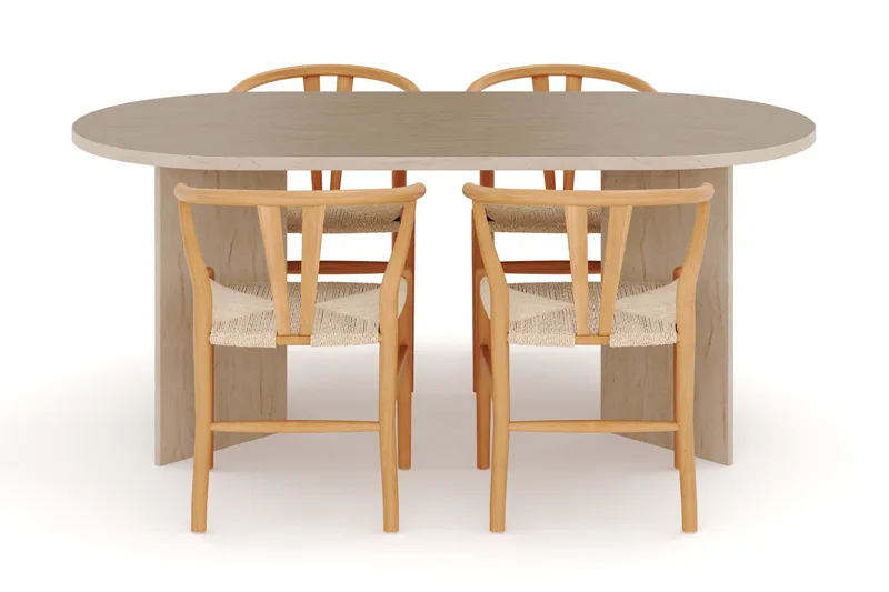 Dano Spisebord 180 cm med 4 Dastoori Spisestoler - Travertin / Natur - Møbler - Bord - Spisegrupper