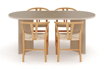 Dano Spisebord 180 cm med 4 Dastoori Spisestoler - Travertin / Natur - Møbler - Bord - Spisegrupper
