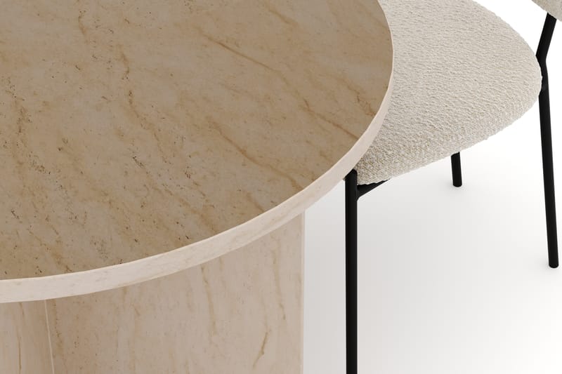 Dano Spisebord 180 cm med 4 Gemmiano Spisestoler - Travertin / Hvit Bouclé - Møbler - Bord - Spisegrupper