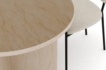Dano Spisebord 180 cm med 4 Gemmiano Spisestoler - Travertin / Hvit Bouclé - Møbler - Bord - Spisegrupper