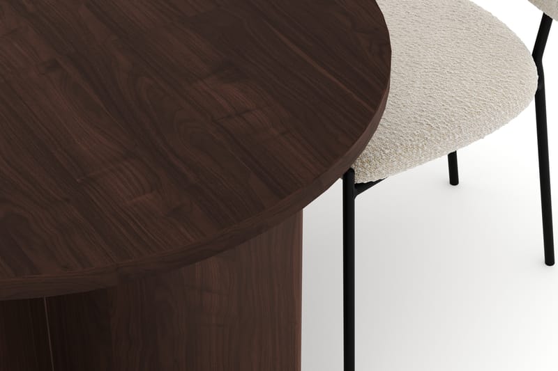 Dano Spisebord 180 cm med 4 Gemmiano Spisestoler - Valnøtt / Hvit Bouclé - Møbler - Bord - Spisegrupper