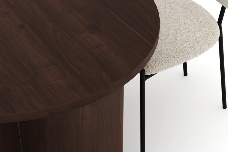 Dano Spisebord 180 cm med 4 Gemmiano Spisestoler - Valnøtt / Hvit Bouclé - Møbler - Bord - Spisegrupper