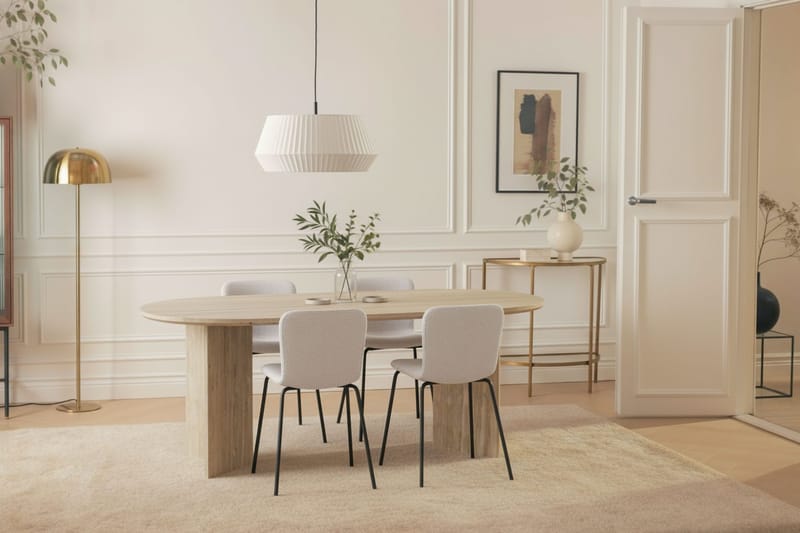 Dano Spisebord 180 cm med 4 Katy Spisestoler - Travertin / Hvit - Møbler - Bord - Spisegrupper