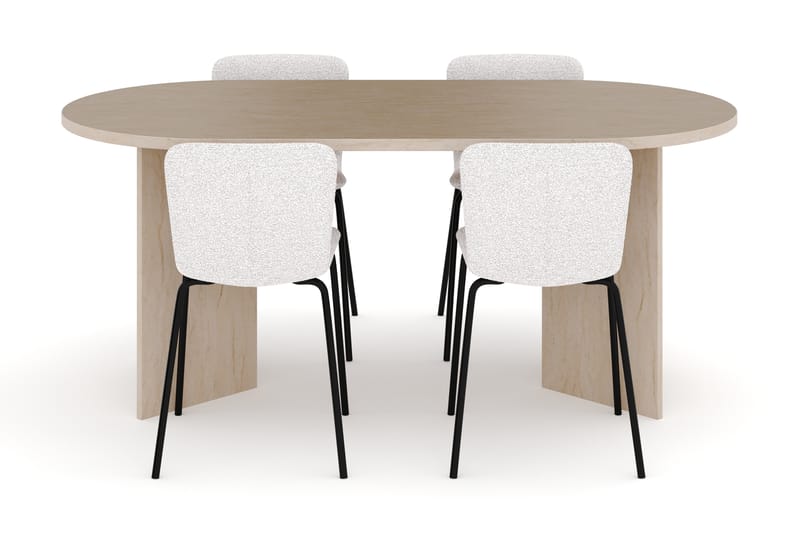 Dano Spisebord 180 cm med 4 Katy Spisestoler - Travertin / Hvit - Møbler - Bord - Spisegrupper