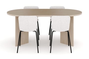 Dano Spisebord 180 cm med 4 Katy Spisestoler - Travertin / Hvit - Møbler - Bord - Spisegrupper