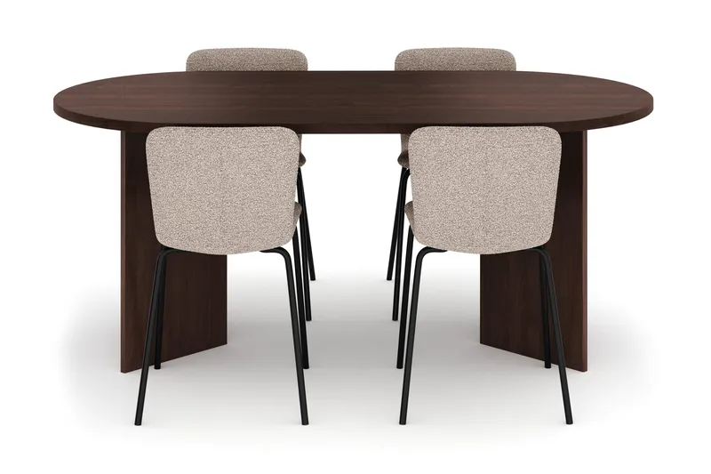 Dano Spisebord 180 cm med 4 Katy Spisestoler - Valnøtt / Greige - Møbler - Bord - Spisegrupper