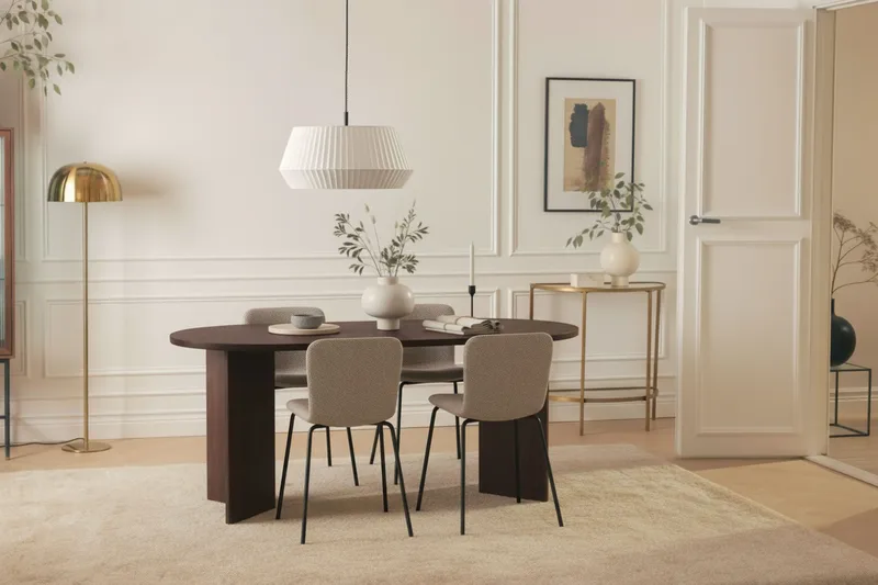 Dano Spisebord 180 cm med 4 Katy Spisestoler - Valnøtt / Greige - Møbler - Bord - Spisegrupper