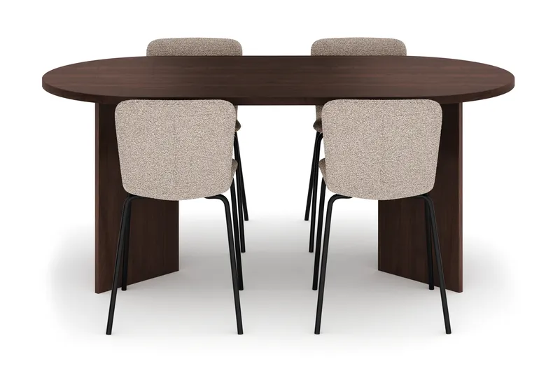 Dano Spisebord 180 cm med 4 Katy Spisestoler - Valnøtt / Greige - Møbler - Bord - Spisegrupper