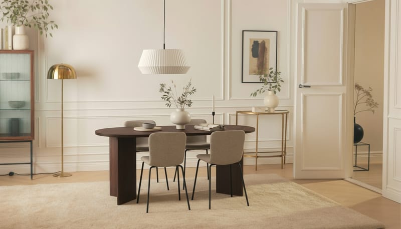 Dano Spisebord 180 cm med 4 Katy Spisestoler - Valnøtt / Greige - Møbler - Bord - Spisegrupper