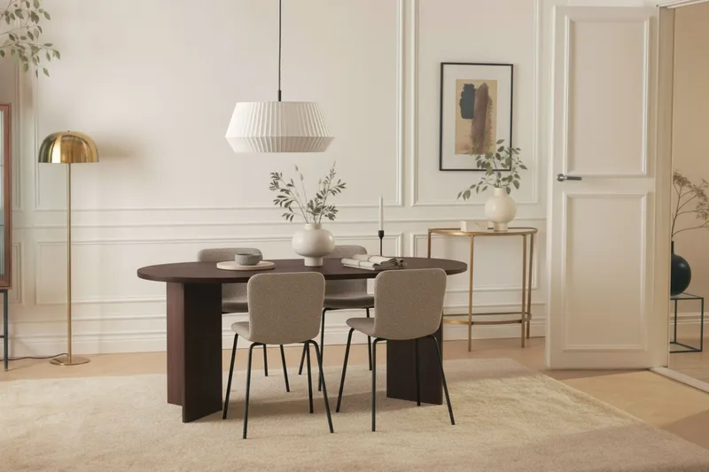 Dano Spisebord 180 cm med 4 Katy Spisestoler - Valnøtt / Greige - Møbler - Bord - Spisegrupper