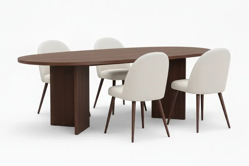 Dano Spisebord 180 cm med 4 Nibe Plus Spisestoler - Hvit/Brun - Møbler - Bord - Spisegrupper